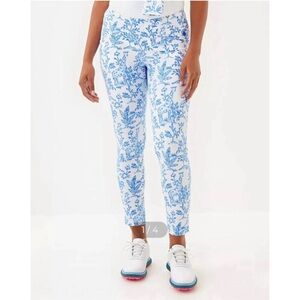 Lilly Pulitzer New Blue and White LUXLETIC UPF 50+ Corso Ankle Pants Size 12